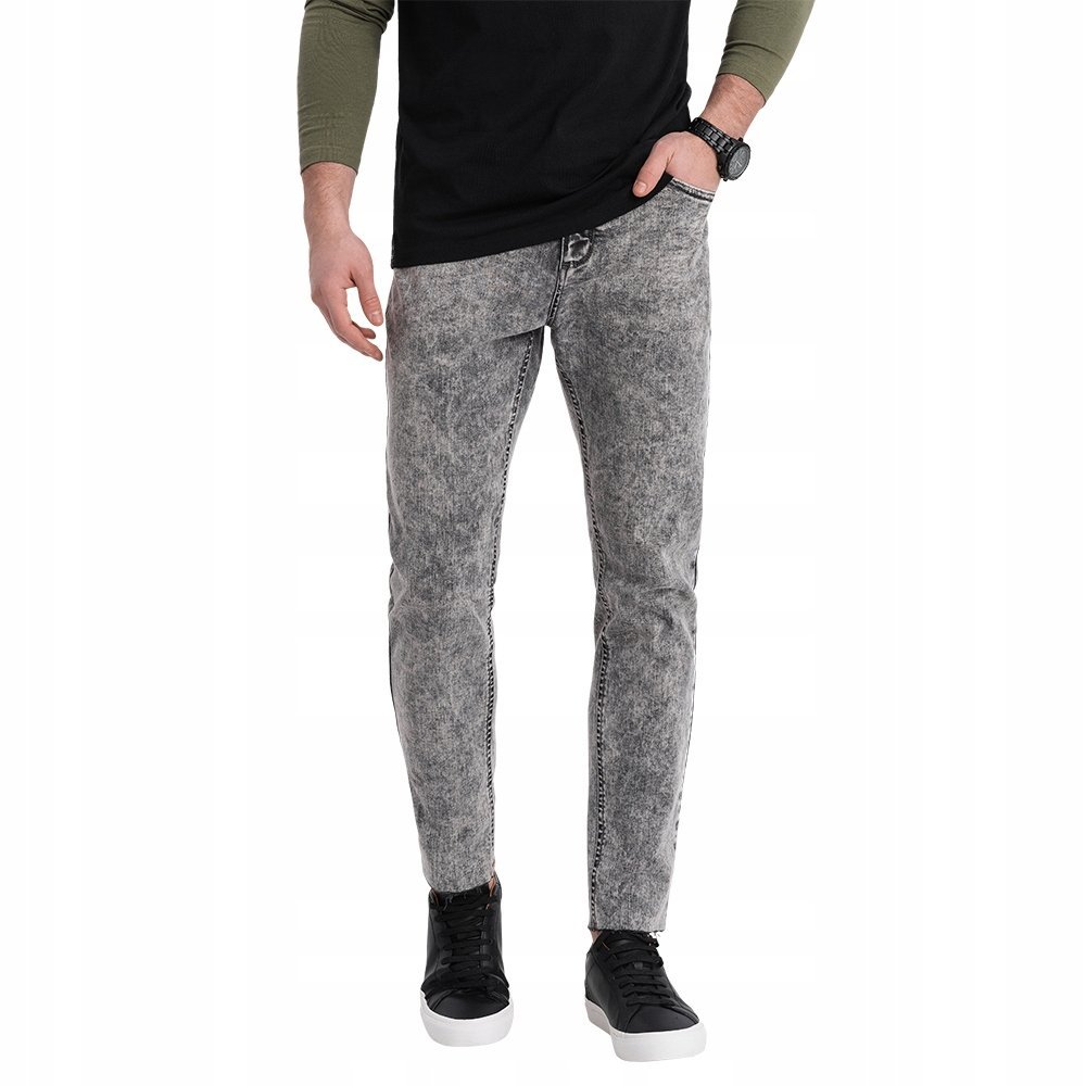 Spodnie męskie jeansowe marmurkowe SLIM FIT szare V1 OM-PADP-0146 XXL