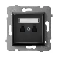 Gniazdka elektryczne - Ospel Gniazdo telefoniczne podwójne równoległe Czarny metalik Aria - GPT-2UR/m/33 - miniaturka - grafika 1