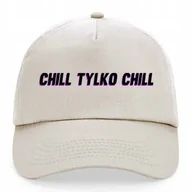 Czapki i chusty sportowe męskie - Czapka Beżowa Daszek Na Wiosnę TYLKO CHILL Wzory - miniaturka - grafika 1