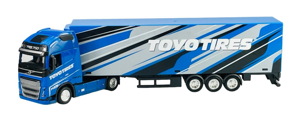 BBURAGO VOLVO FH16 GLOBETROTTER 750 + PRZYCZEPĄ NIEBIESKI TOYO TIRES 1:43 31461