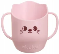 Kubki dla dzieci - AKUKU KUBEK Z UCHWYTAMI DO NAUKI SAMODZIELNEGO PICIA POCHYŁY 150ml RÓŻOWY - miniaturka - grafika 1