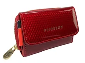 Portfele - Portfel Skórzany Peterson Bułeczka Skóra Naturalna Z Suwakiem 7440 CZERWONY - miniaturka - grafika 1