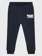 Spodnie i spodenki dla dziewczynek - Tommy Hilfiger Spodnie dresowe Logo KG0KG06869 Granatowy Regular Fit - miniaturka - grafika 1