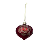 Bombki - Bombka szklana dekorowana 8 cm czerwony - miniaturka - grafika 1
