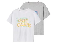 Koszulki dla dziewczynek - pepperts!® T-shirty dziewczęce z bawełną, 2 sztuki (158/164, Biały/szary) - miniaturka - grafika 1