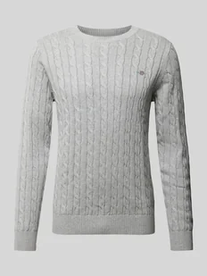 Sweter z dzianiny z wyhaftowanym logo - Swetry męskie - miniaturka - grafika 1