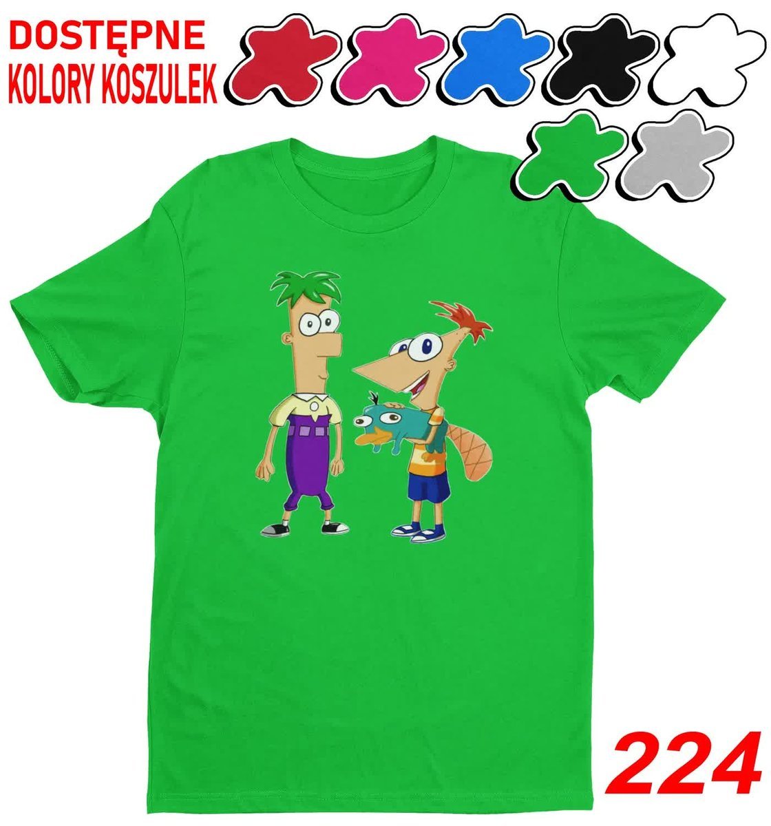 Dziecięca Koszulka Z Nadrukiem Duży Wybór Fineasz Ferb Dziobak -M 134-140