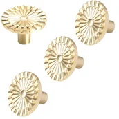 Zawiasy, okucia i inne akcesoria - Zestaw 4 uchwytów do szafek w kolorze słonecznika, szczotkowanego złota, z pojedynczym otworem - miniaturka - grafika 1