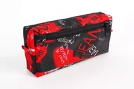 Piórniki - Piórnik z 2 zamkami błyskawicznymi Jeans czerwony - Fandy - miniaturka - grafika 1