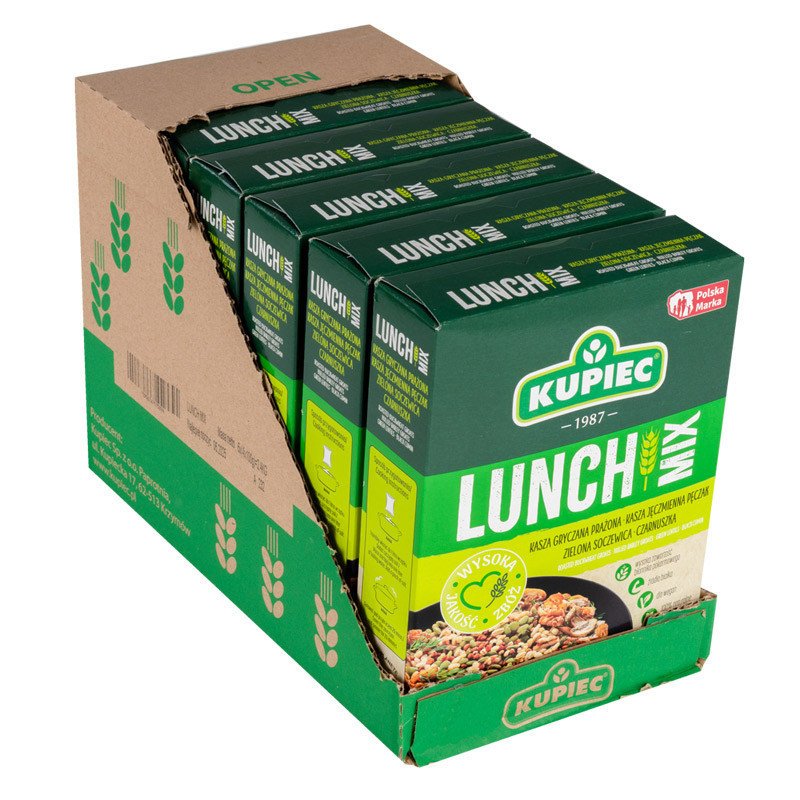 Zestaw 6 szt. Lunch Mix kasza gryczana, pęczak, soczewica, czarnuszka 4x100g