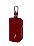 Etui na klucze - SKÓRZANE ETUI na klucze MITSUBISHI KLUCZYK samochodowy ELEGANCKI czerwony - miniaturka - grafika 1