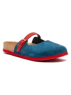 Klapki i japonki damskie - Comfortfusse Skórzane chodaki "Kelly" w kolorze czerwono-niebieskim - miniaturka - grafika 1