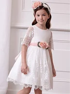 Sukienki i spódniczki dla dziewczynek - Abel & Lula Sukienka elegancka 5034 Biały Regular Fit - miniaturka - grafika 1