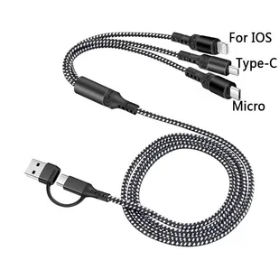 Kabel pleciony 5w1 - 1.2m - czarny - Kable USB - miniaturka - grafika 1