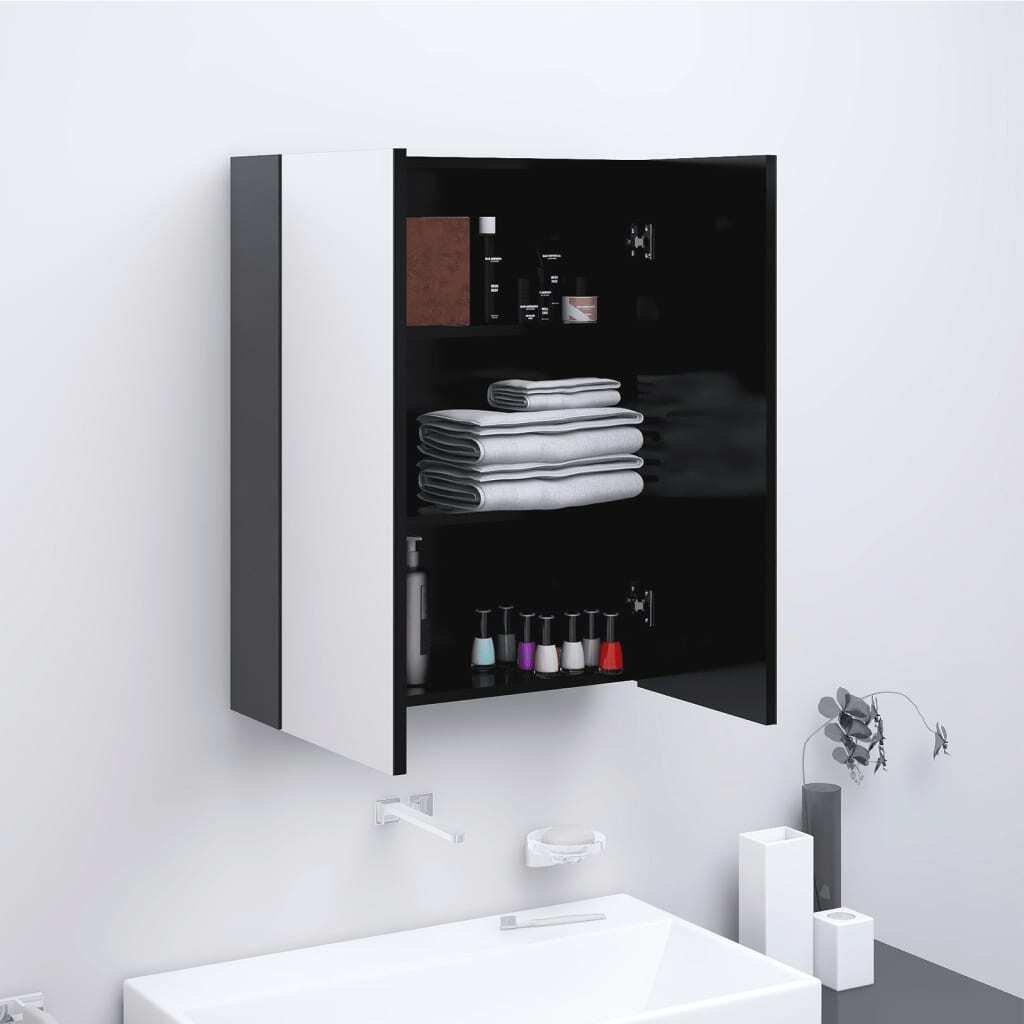 The Living Store Szafka łazienkowa z lustrem 60x15x75 cm MDF antracyt