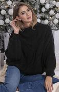Swetry damskie - Sweter oversize czarny z wzorem aranów F840, Kolor czarny, Rozmiar S/M, Fobya - Primodo.com - miniaturka - grafika 1
