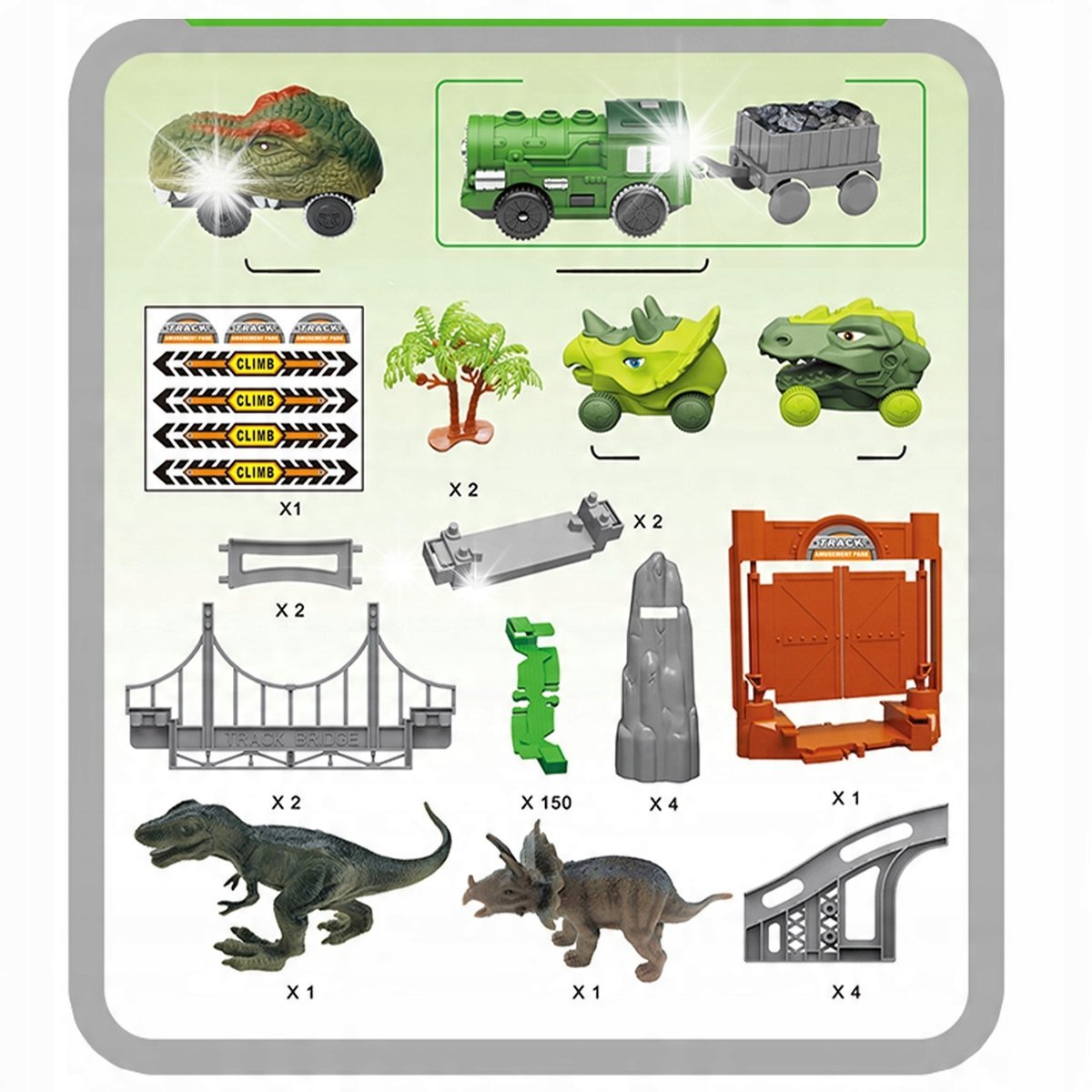 TOR WYŚCIGOWY KOLEJKA ELEKTRYCZNA DINOZAURY ZESTAW DLA DZIECI XXL 169 EL
