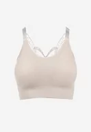 Biustonosze - Beżowy Biustonosz na Szerokich Ramiączkach z Koronką w Cyrkonie Caduria - miniaturka - grafika 1