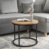 Ławy i stoliki kawowe - Stolik Kawowy LELLA 53 cm Dąb Złoty Nowoczesny Loft - miniaturka - grafika 1