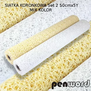 SIATKA KORONKOWA SET 2 MIX KOLORÓW 50CM X 5Y PENWORD 5902557413072 - Dekoracje i nakrycia stołu na imprezę - miniaturka - grafika 1