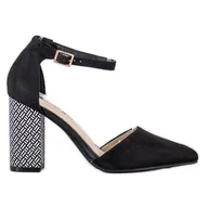 Czółenka - Goodin Czółenka Z Ozdobnymn Obcasem czarne - miniaturka - grafika 1