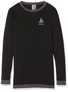 Koszulki dla dziewczynek - ODLO BL TOP Crew Neck l/s Performance Kids podkoszulek, Black Graphite Grey, 140 183169 - grafika 1