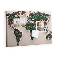 Tablice i flipcharty - Kolorowy Organizer - Tablica Korkowa z Pinezkami - Abstrakcja mapa świata 60x40 cm - miniaturka - grafika 1