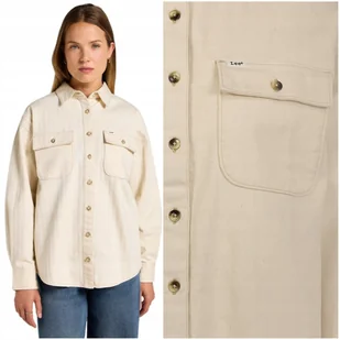 Lee WORKING WEST SHIRT Ecru biała damska bawełniana koszula overshirt L - Koszule damskie - miniaturka - grafika 1