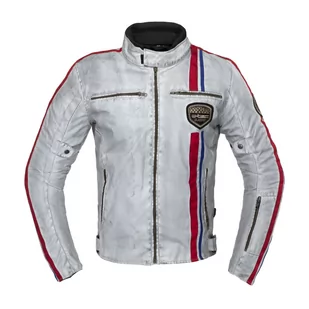 W-TEC Męska kurtka motocyklowa W-TEC 91 Cordura, biała z czerwono-niebieskim paskiem, 5XL 22757-5XL - Odzież motocyklowa - miniaturka - grafika 1
