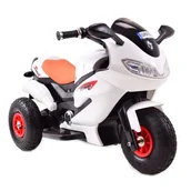 Jeździki dla dzieci - Import SUPER-TOYS SUPER-TOYS SUPER ŚCIGACZ MOTOR SPORT POMPOWANE KOŁA PILOT IMITACJA WYDECHU MIĘKKIE SIEDZENIE/HZBB1188  HZBB-1188-BIAŁY - miniaturka - grafika 1