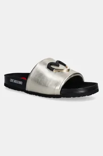 Love Moschino klapki skórzane damskie kolor złoty JA28283G1MIF0900 - Klapki i japonki damskie - miniaturka - grafika 1