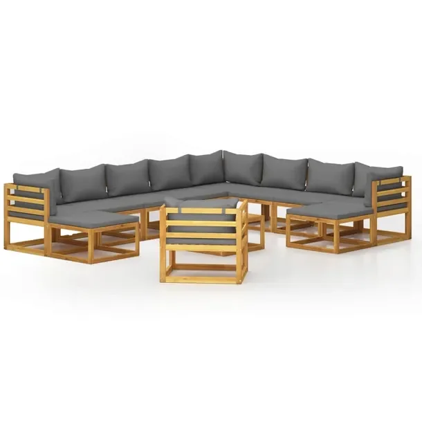 Zestaw mebli ogrodowych z akacji, stolik 68x68x29 cm, sofy, podnóżki, cie