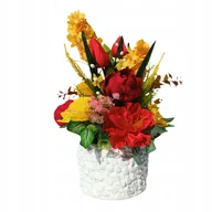 Sztuczne kwiaty - WIOSENNY STROIK Wiosenna Dekoracja do domu na cmentarz Biała doniczka - miniaturka - grafika 1