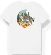 Koszulki męskie - Koszulka męska biała z motywem rysia w szarym lesie XXL - miniaturka - grafika 1