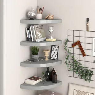 vidaXL vidaXL Narożne półki ścienne, 4 szt., szare, 35x35x3,8 cm, MDF - Półki do salonu - miniaturka - grafika 1