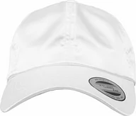 Czapki męskie - Flexfit Low Profile Satin Cap unisex dla kobiet i mężczyzn z połyskującej satyny materiału, biały, jeden rozmiar 6245SC - miniaturka - grafika 1
