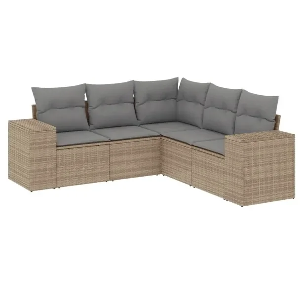 Zestaw wypoczynkowy modułowy z rattanem PE, beżowy, wymiary 62x62x69 cm