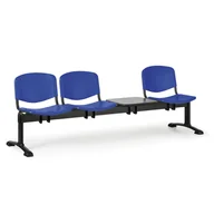 Inne meble biurowe - Euroseat Plastikowa ławka ISO, 3-siedziska + stolik, czarne nogi 300230 - miniaturka - grafika 1
