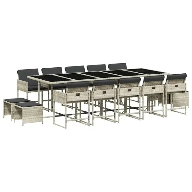 Zestaw mebli ogrodowych 275 x 106 x 73 cm jasnoszary z czarnym blatem