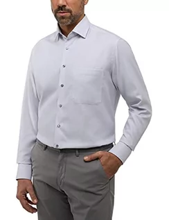 Koszule męskie - Eterna Męska koszula z długim rękawem Comfort FIT Twill Grey Structured, 17, szary, 42 - grafika 1