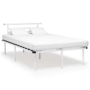 vidaXL Rama łóżka, biała, metalowa, 120 x 200 cm - Łóżka - miniaturka - grafika 1