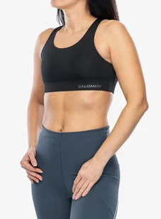 Stanik sportowy Salomon Cross Run Bra - deep black - Bielizna sportowa damska - miniaturka - grafika 1