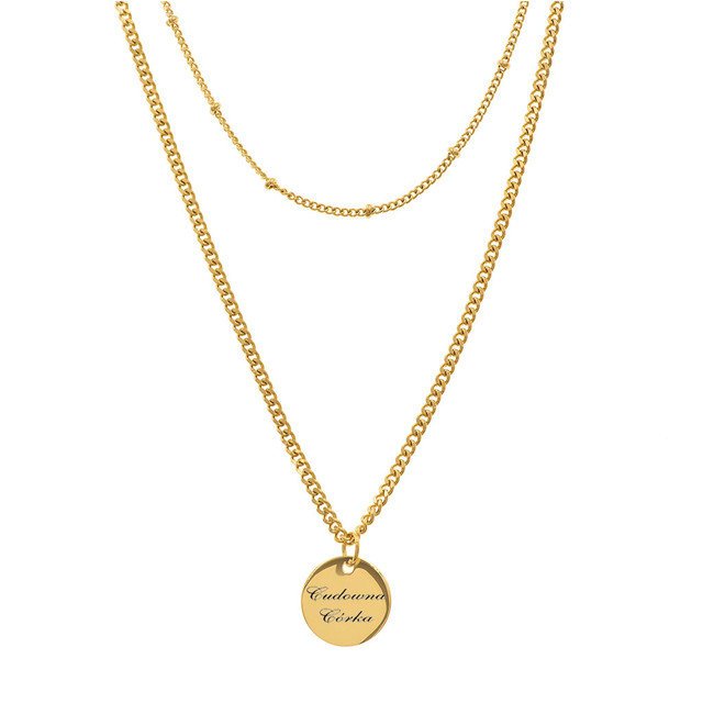 Naszyjnik celebrytka z grawerem pozłacana