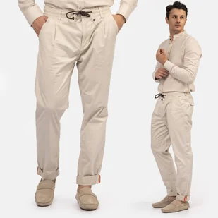 Spodnie Męskie Pepe Jeans Relaxed Proste Cienkie Bawełniane Beżowe Beżowy 31 - Spodnie męskie - miniaturka - grafika 1