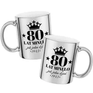 Kubki - Kubek Z Nadrukiem 80 LAT MINĘŁO ROCZNICA Srebrny Metaliczny Kreator - miniaturka - grafika 1
