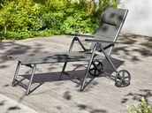 Leżaki ogrodowe - Livarno Home Livarno Home Aluminiowy leżak ogrodowy Toronto, na kółkach, antracyt 4055334578554 - miniaturka - grafika 1