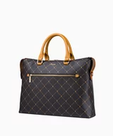 Torebki damskie - PUCCINI Logowana brązowa torba damska na laptopa typu aktówka - miniaturka - grafika 1