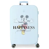 Walizki - Disney Mickey Happiness Walizka Średniej walizki 48x70x28 cms Twarde mocowanie ABS Wbudowany 79l 4,32 kg 4 Koła Podwójny, niebieski, Maleta mediana, średnia walizka - miniaturka - grafika 1