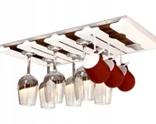 Zestawy do wina - Duży Wieszak Na Kieliszki Do Wina 4 Rzędy Slim Design Biały - miniaturka - grafika 1