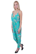 Kombinezony - John Zack Miętowy kombinezon kwiaty spodnium overall XL - miniaturka - grafika 1